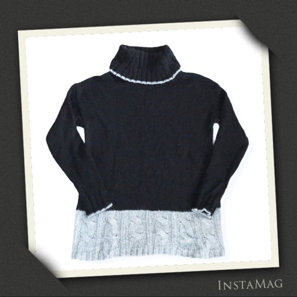 BASS Black & Gray Turtleneck Sweater - Picture 1 of 7